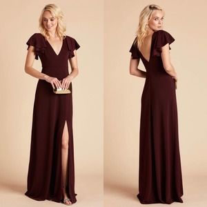 Birdy Grey Hannah Flutter Sleeve Crepe Dress in Cabernet Size‎ XL